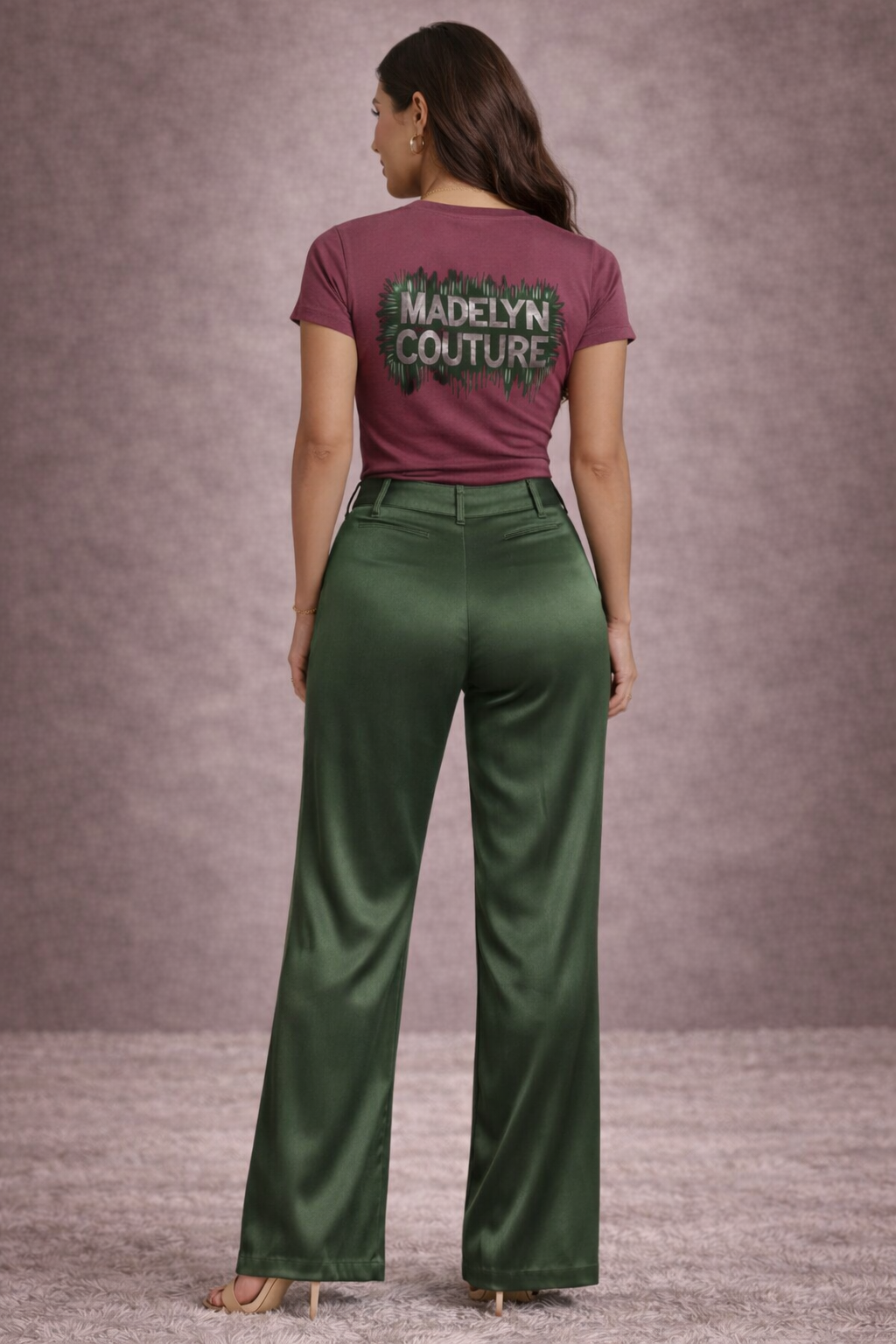 Bebe x Ciara High Waist Ultra Wide Leg Satin Pants