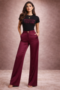Bebe High Waist Ultra Wide Leg Satin Pants