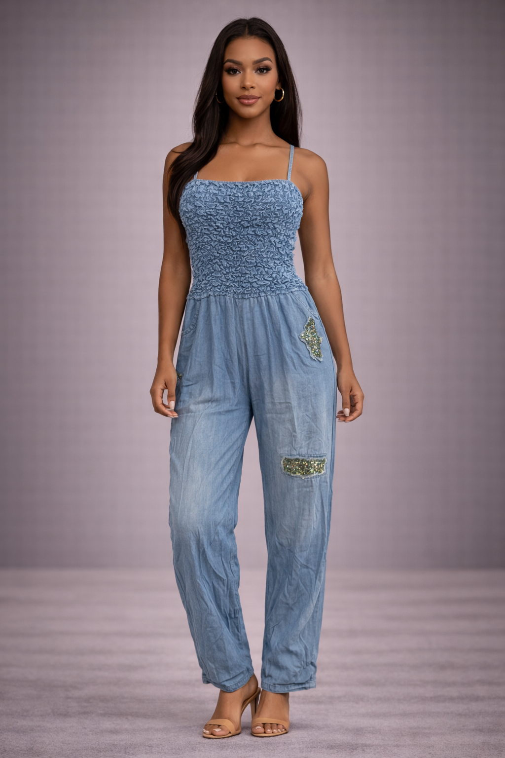 Madelyn Couture Sky Drape Jumpsuit