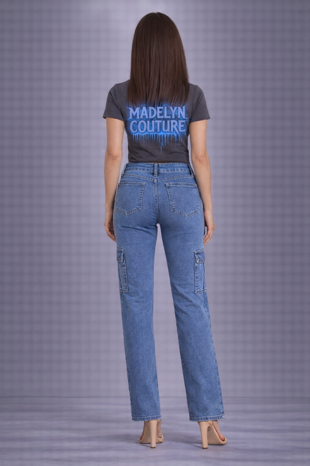 Bebe "The Wide Leg" Cargo Pocket Jeans-Medium Wash