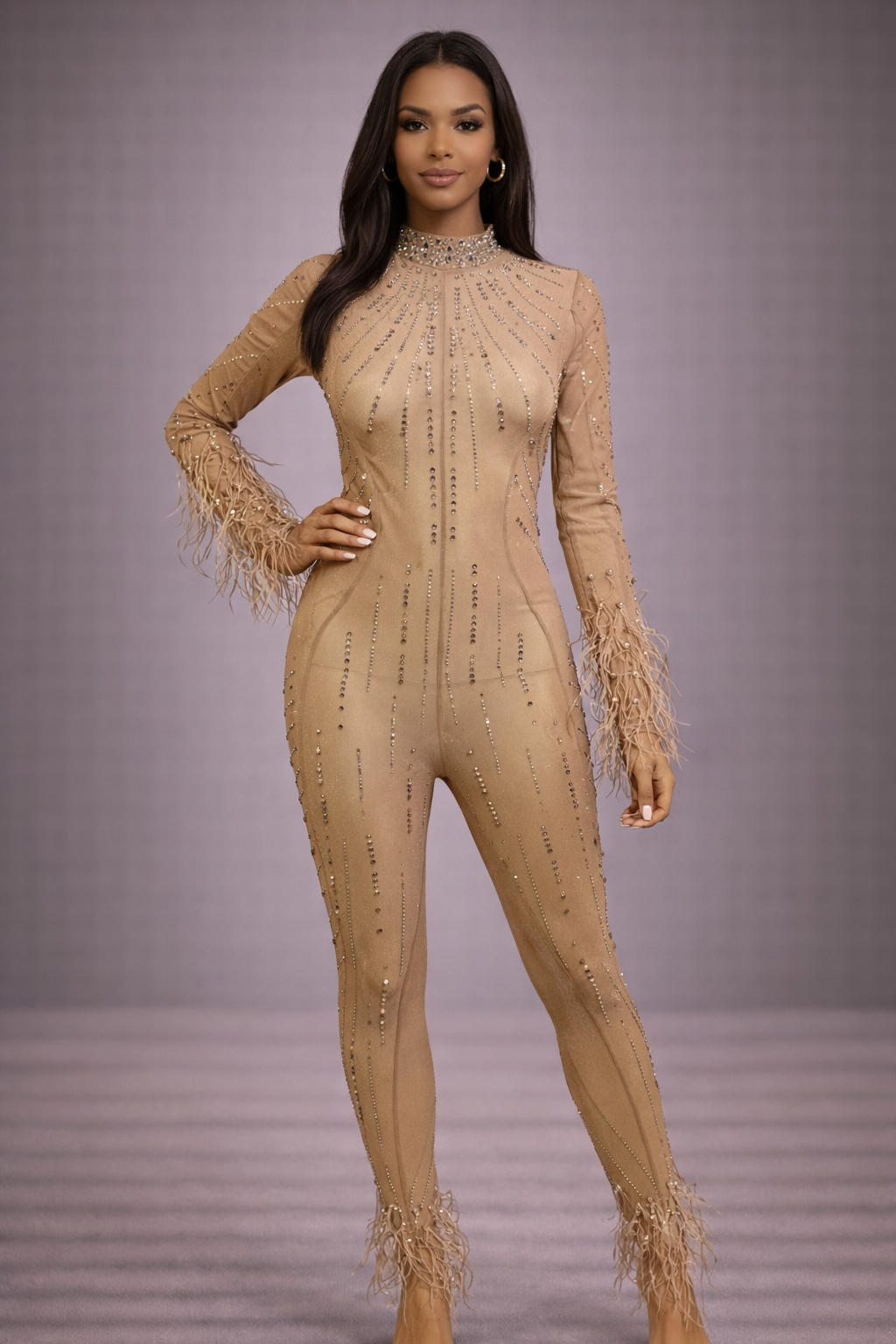 Madelyn Couture Champagne Contour Jumpsuit